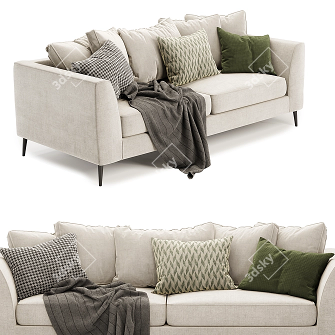 Luxury London 4-Seater Sofa Set 3D model image 3