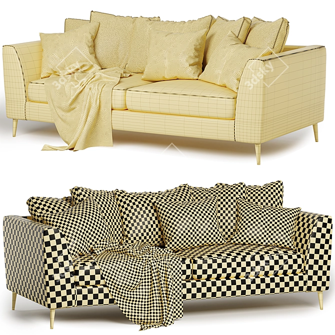 Luxury London 4-Seater Sofa Set 3D model image 4