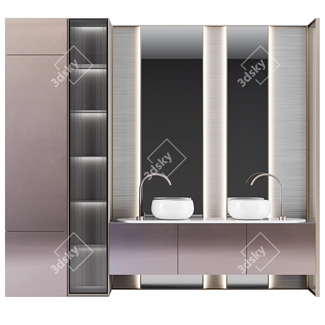 Elegant Bathroom Vanity Set 3D model image 1