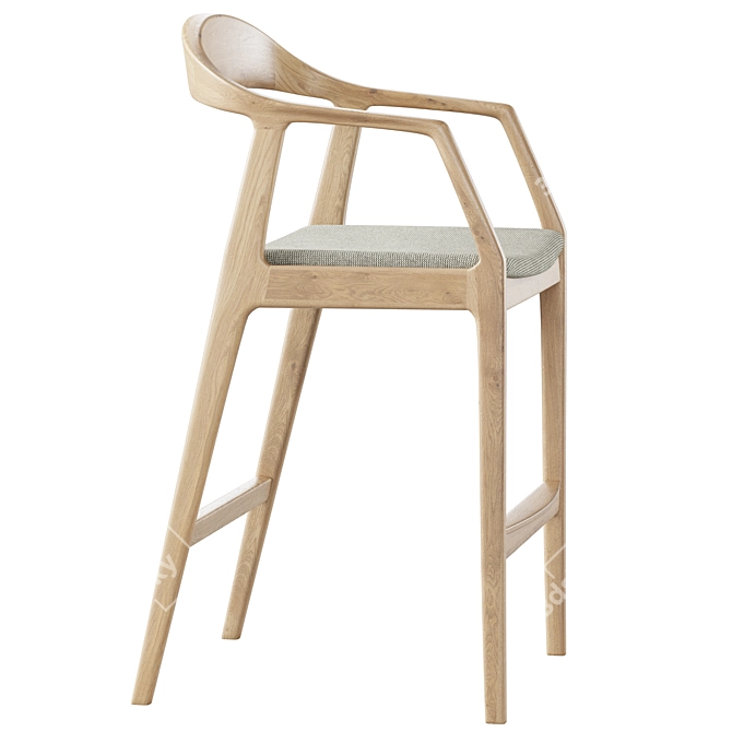 Sapporo Semi-Bar Stool Grey 3D model image 2