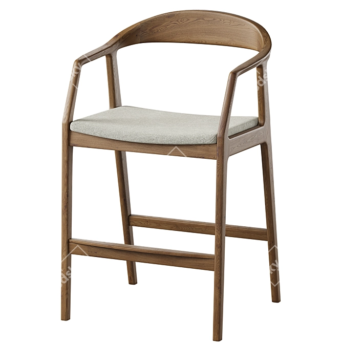 Sapporo Semi-Bar Stool Grey 3D model image 4