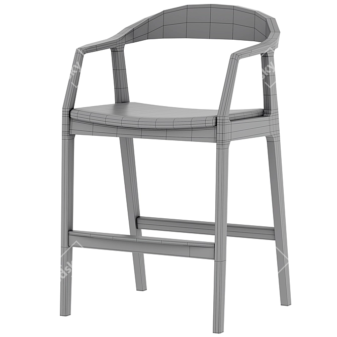 Sapporo Semi-Bar Stool Grey 3D model image 5