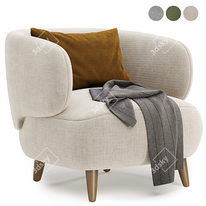 Cozy Luisa Fleece Armchair 3D model image 1