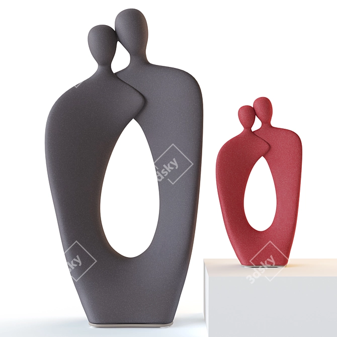 Abstract Ceramic Couple Statues 3D model image 3