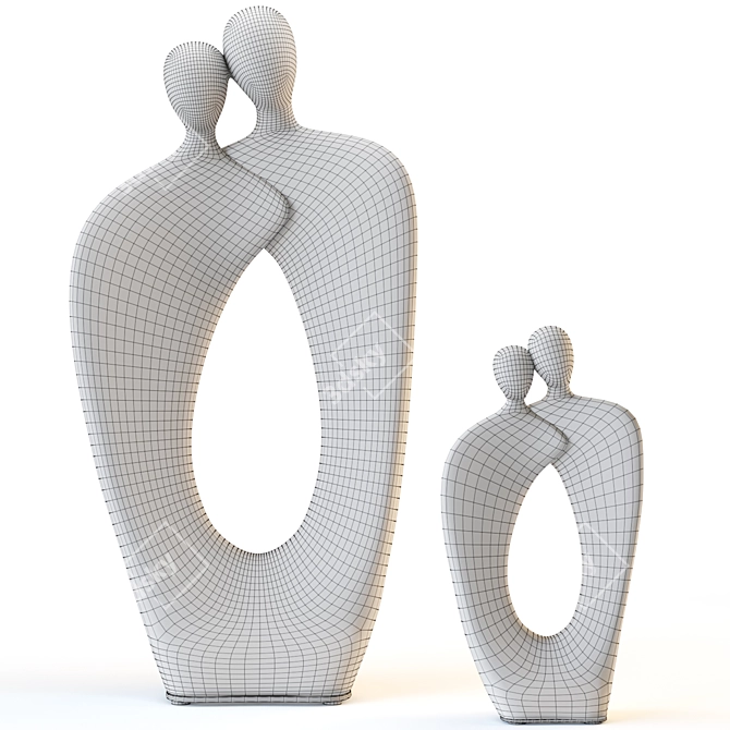 Abstract Ceramic Couple Statues 3D model image 4