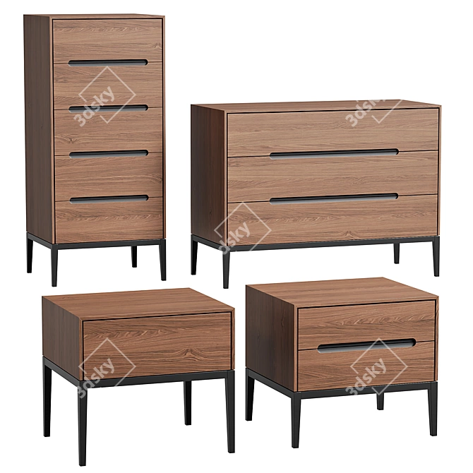 Contemporary Gala Bedroom Furniture Collection 3D model image 1