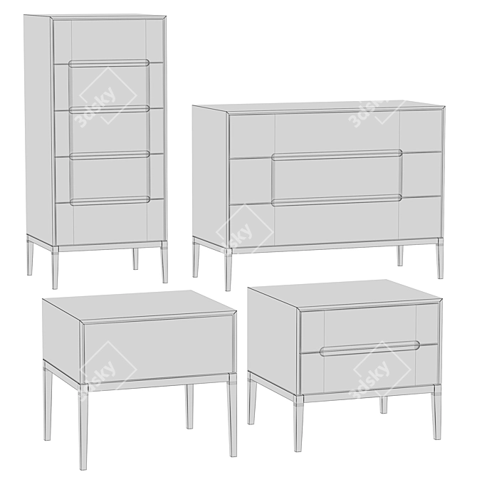Contemporary Gala Bedroom Furniture Collection 3D model image 5