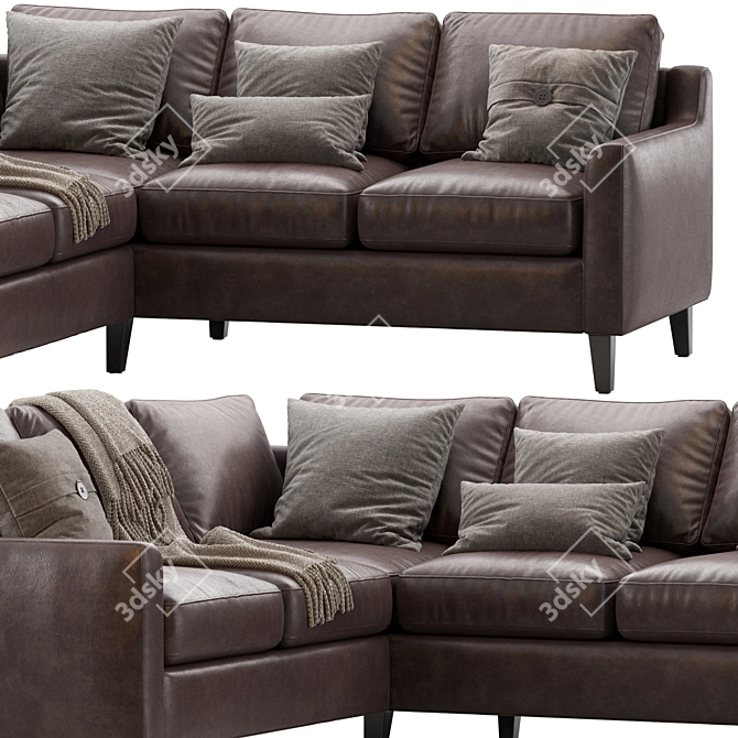 Contemporary Beverly Upholstered L Sectional 3D model image 5