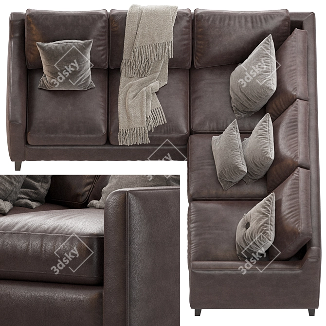 Contemporary Beverly Upholstered L Sectional 3D model image 6