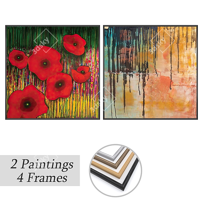 Artwork Set with Multiple Frames 3D model image 1