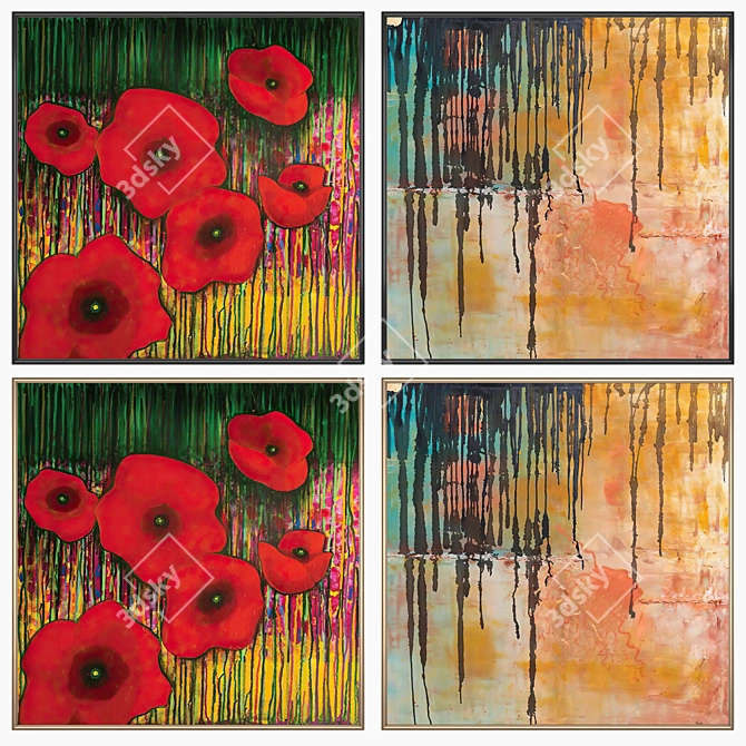 Artwork Set with Multiple Frames 3D model image 2