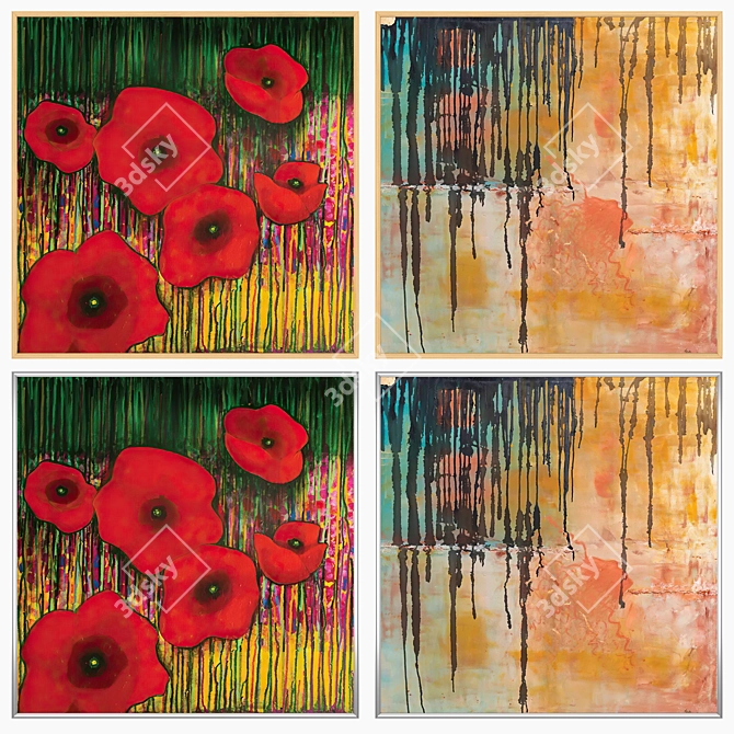 Artwork Set with Multiple Frames 3D model image 3