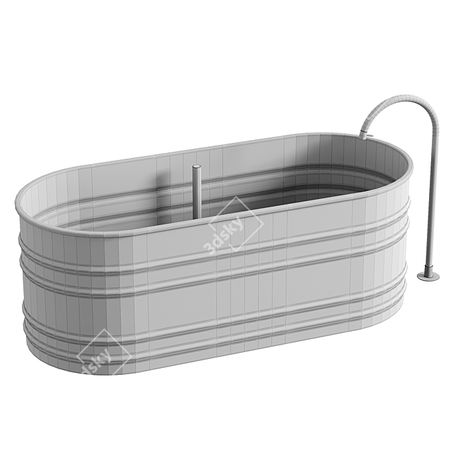 Elegant Oval Steel Bathtub 3D model image 3