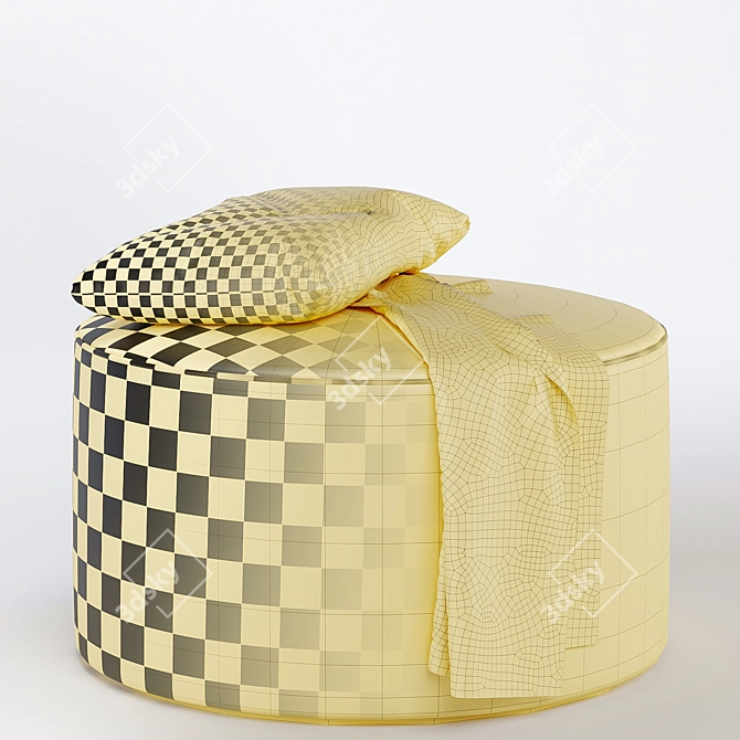 Round Fabric Stool with Cushion 3D model image 5