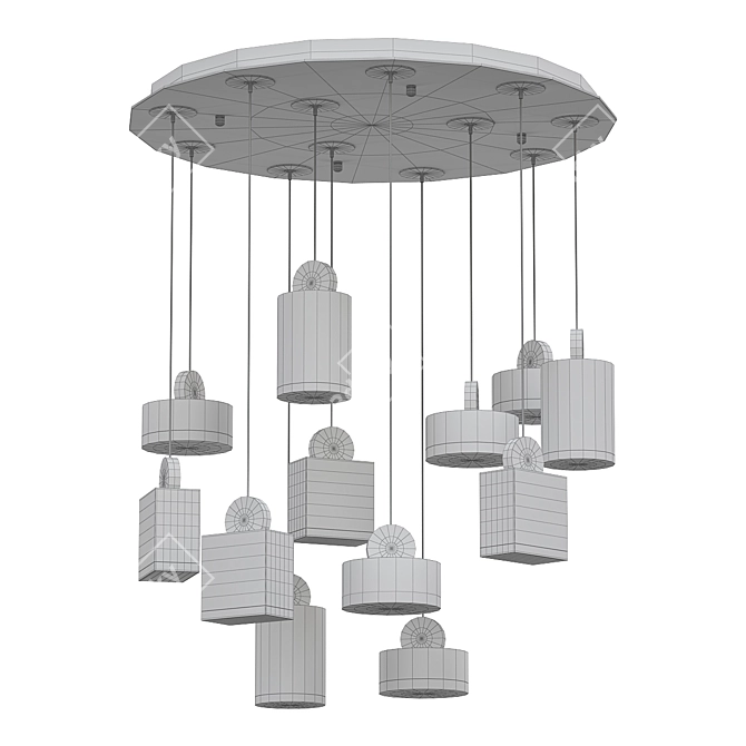 Elegant Nob Multi-Light Pendant 3D model image 2