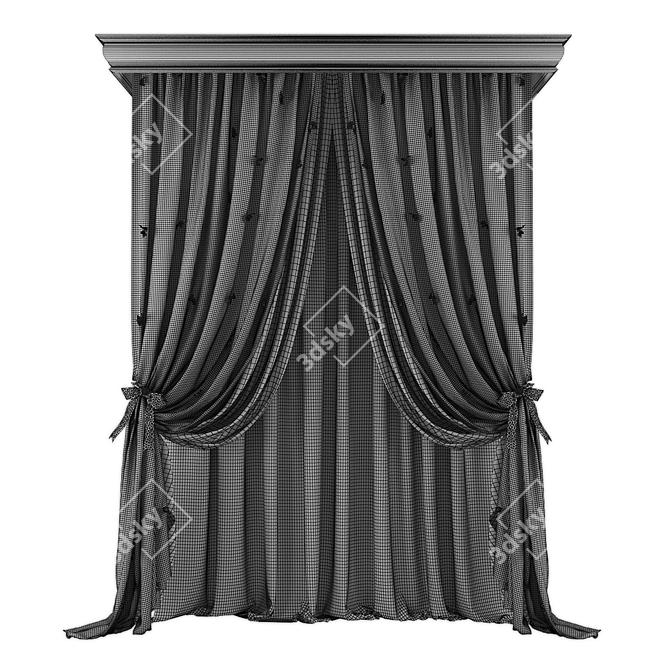 Modern Geometric Curtains in Grey 3D model image 2