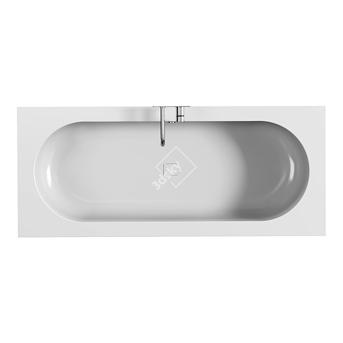 Elegant Oval HIMACS Bathtub 3D model image 2
