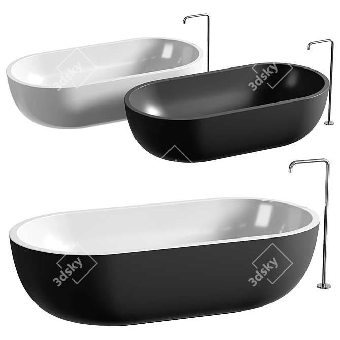 Stylish Oval Icelandic Bathtub 3D model image 1