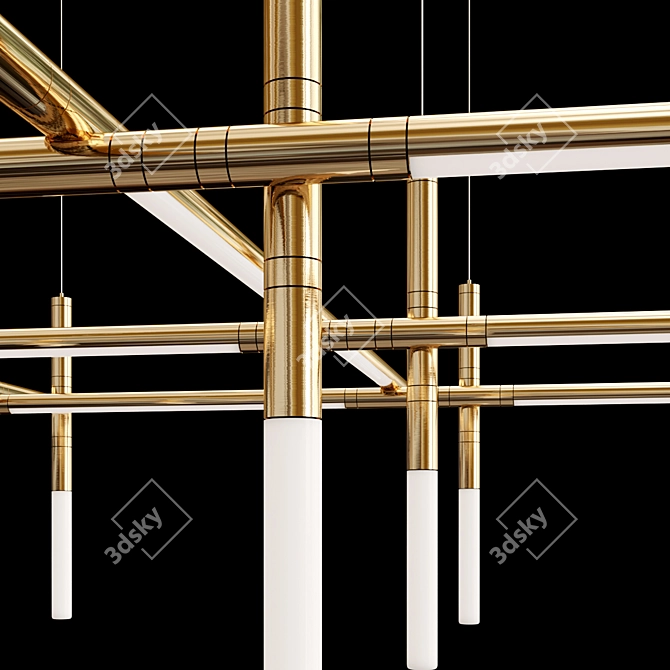 Satin Black Square LED Chandelier 3D model image 3