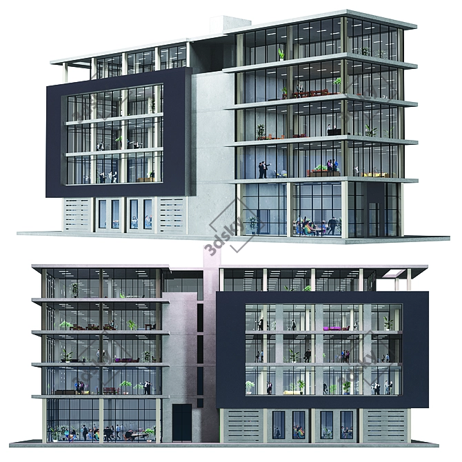 Urban Style 3D Mixed-Use Building 3D model image 2