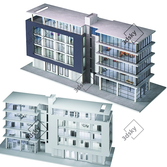 Urban Style 3D Mixed-Use Building 3D model image 3