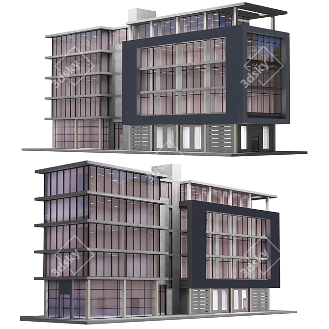 Urban Style 3D Mixed-Use Building 3D model image 4