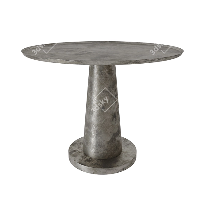 Vintage Aluminum Side Table, Brass/Nickel 3D model image 1