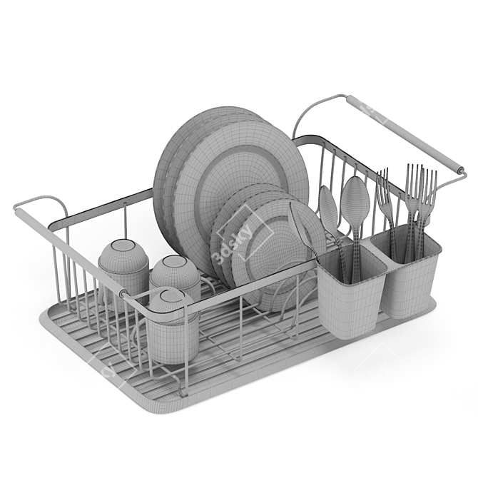 Wooden-handled Scandi Dish Rack 3D model image 8