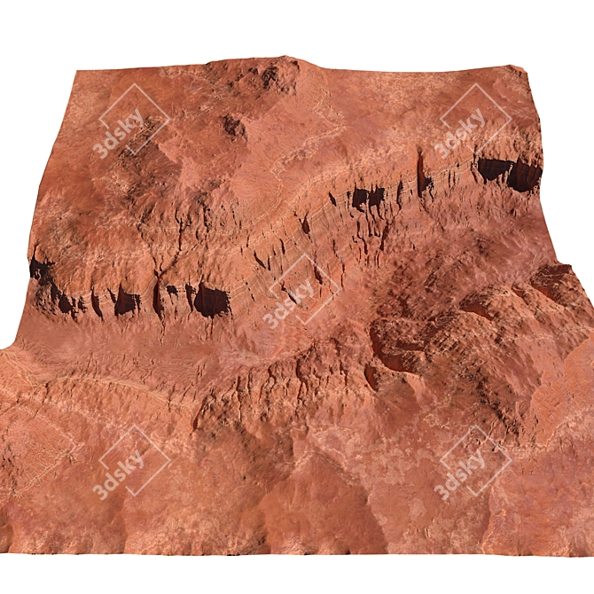 Canyon Terrain 8K Topology FBX 3D model image 1