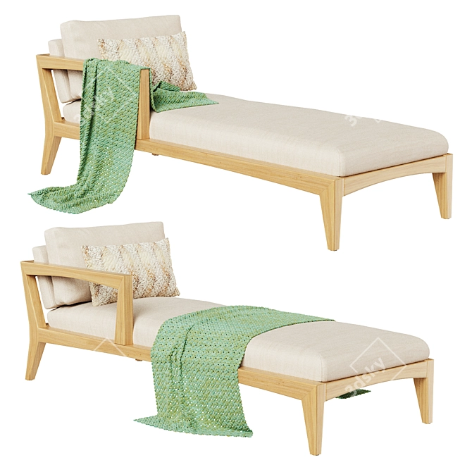 Teak Zenhit Outdoor Lounge Daybed 3D model image 5