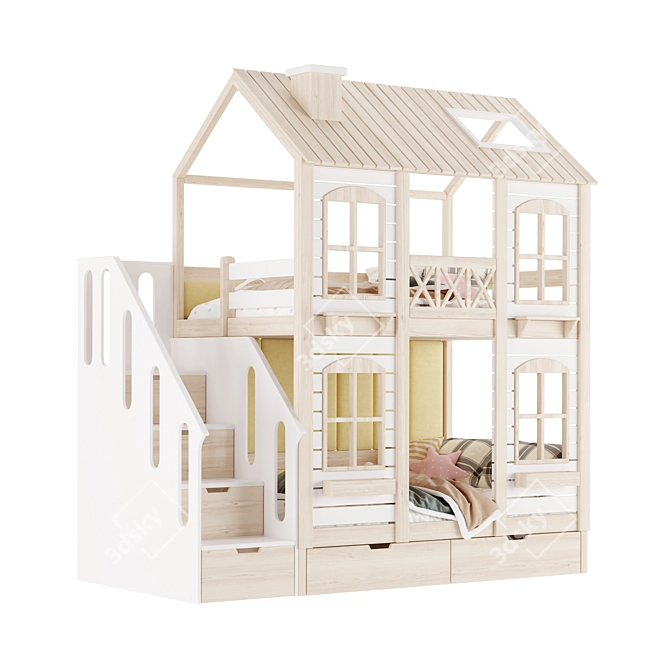 Kids' Customizable 3D Bed Model 3D model image 1