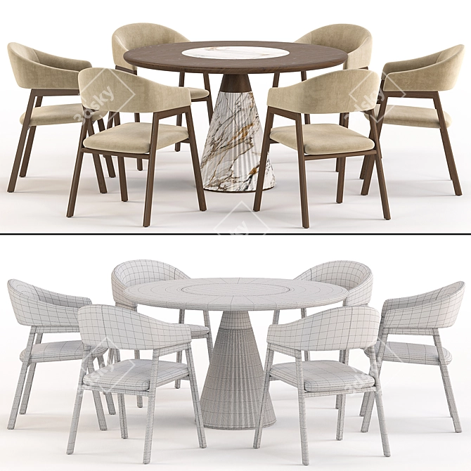 Elegant Dining Set Collection - 3D Models 3D model image 3