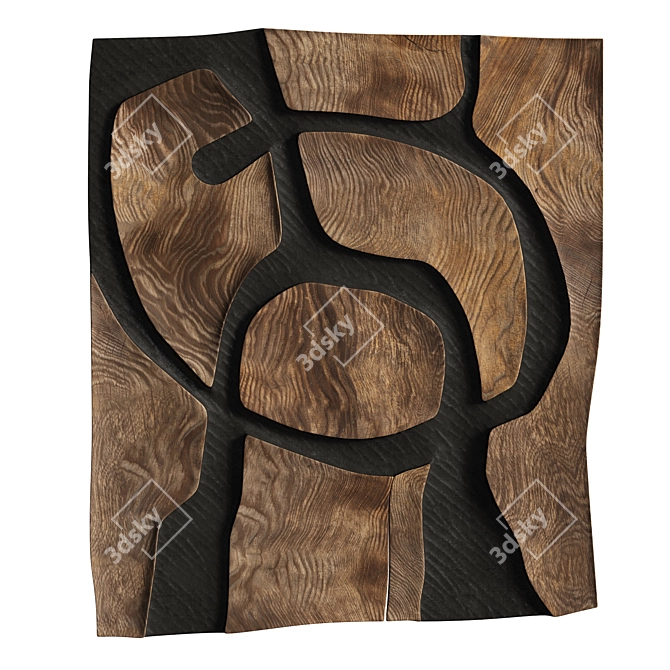 Artistic Wooden Wall Decoration Sculpture 3D model image 3