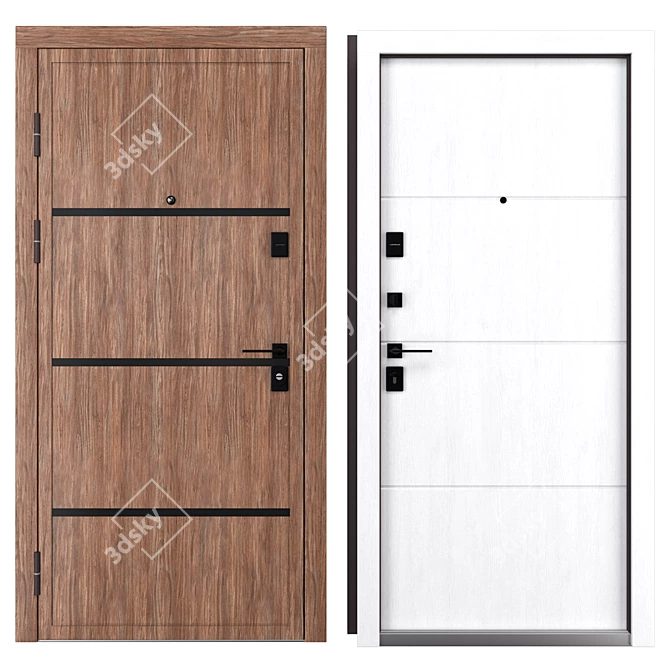 Accord Metal Entrance Door Set 3D model image 3