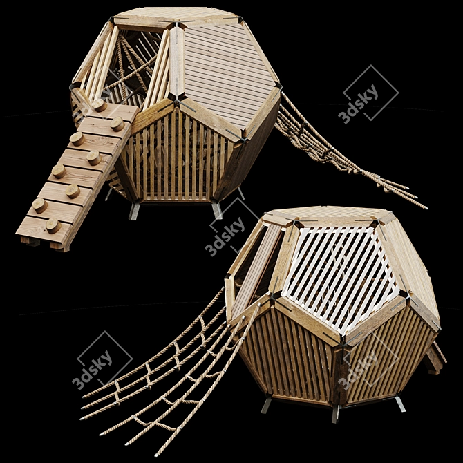 Wooden Dodecahedron Climbing Frame 3D model image 1