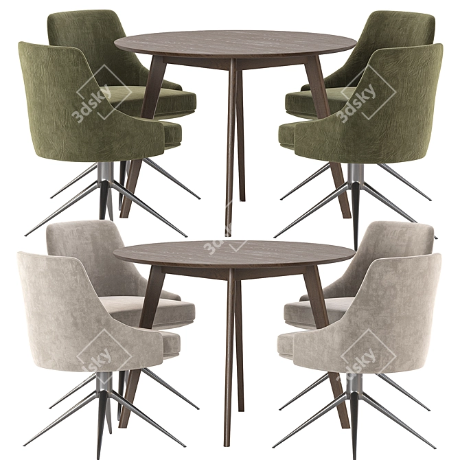 Modern Dining Set with Table & Chairs 3D model image 1