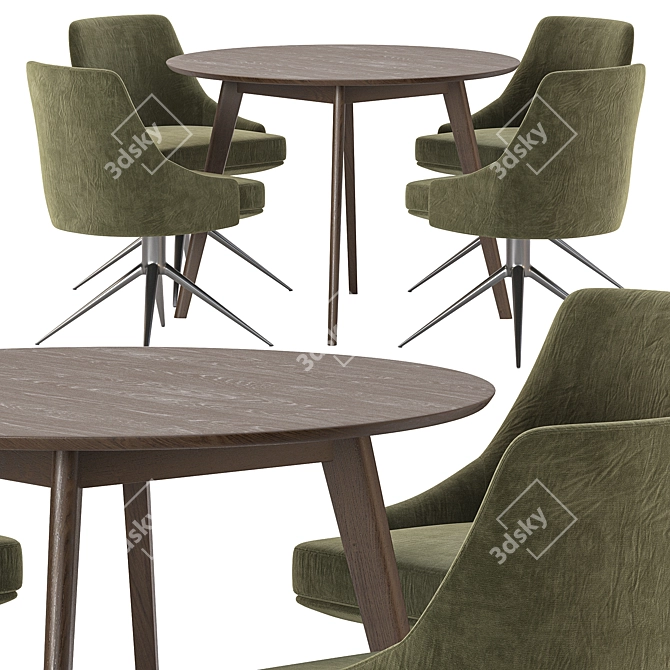 Modern Dining Set with Table & Chairs 3D model image 2