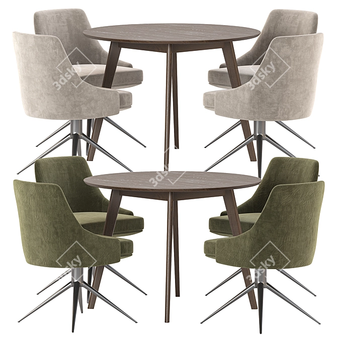 Modern Dining Set with Table & Chairs 3D model image 3