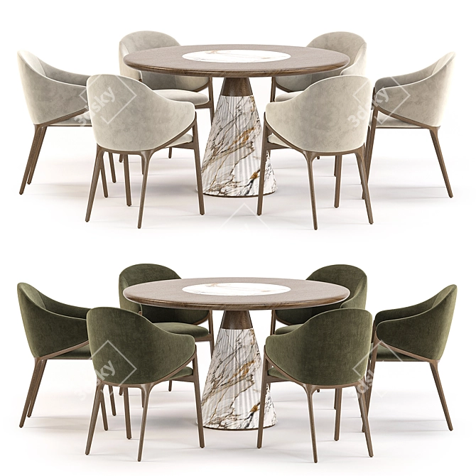 Elegant Modern Dining Set 3D model image 1