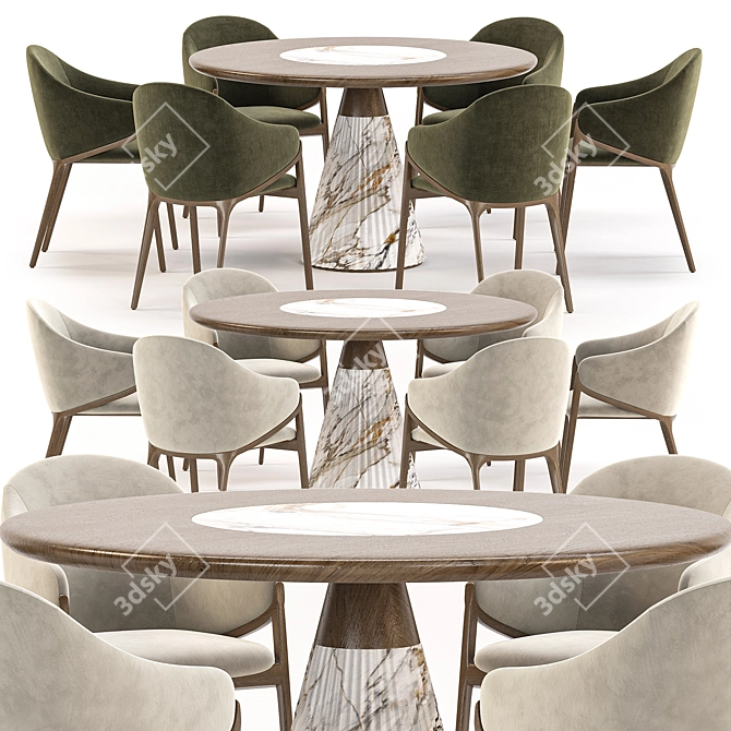 Elegant Modern Dining Set 3D model image 2