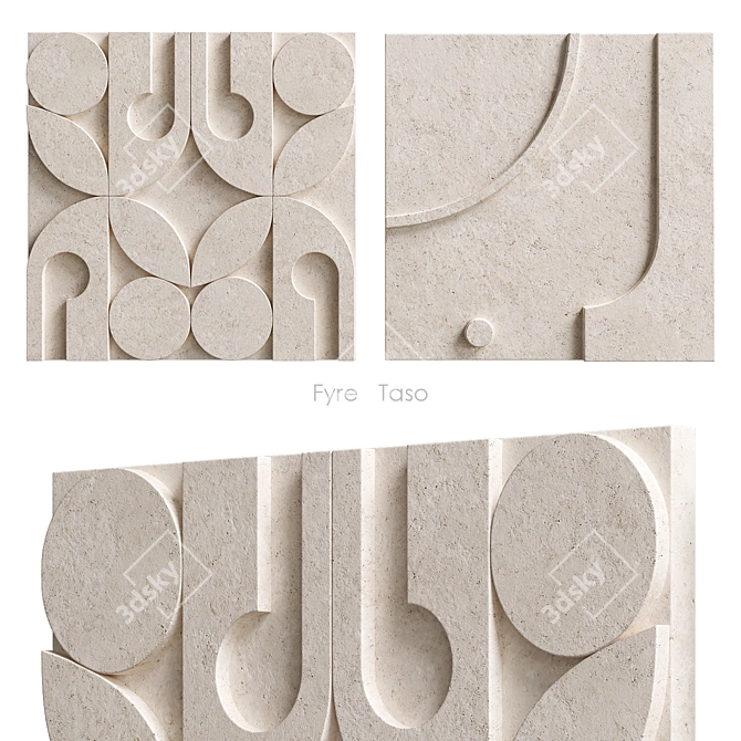 Hand-Carved White Tile Wall Art 3D model image 1