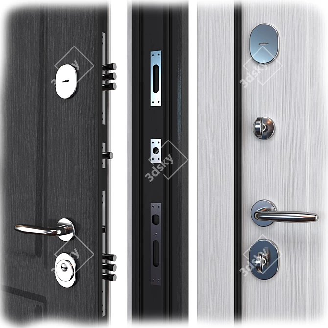 Trino (QDoors) Metal Entry Door 3D model image 2