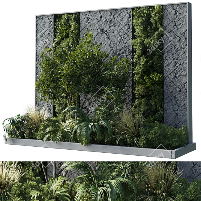 Concrete Framed Vertical Wall Garden 3D model image 1