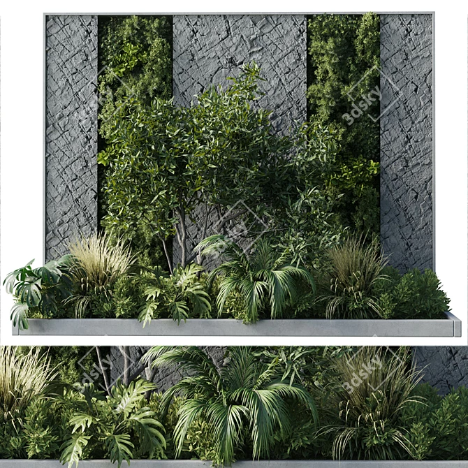 Concrete Framed Vertical Wall Garden 3D model image 2