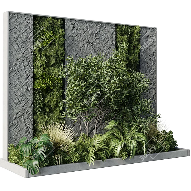 Concrete Framed Vertical Wall Garden 3D model image 3