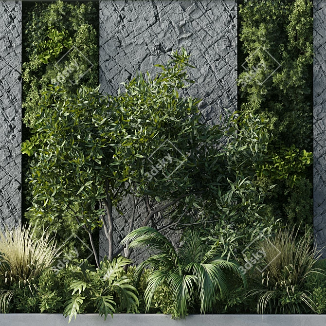 Concrete Framed Vertical Wall Garden 3D model image 4