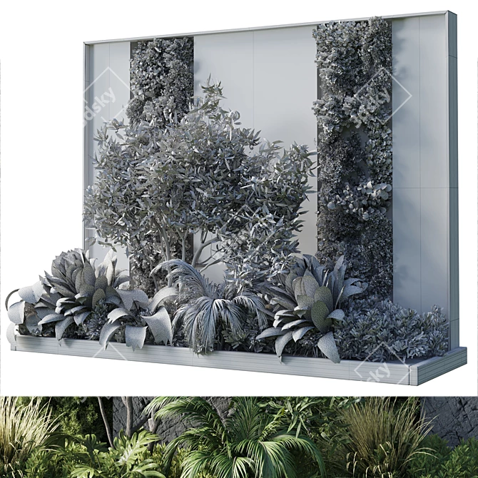 Concrete Framed Vertical Wall Garden 3D model image 5