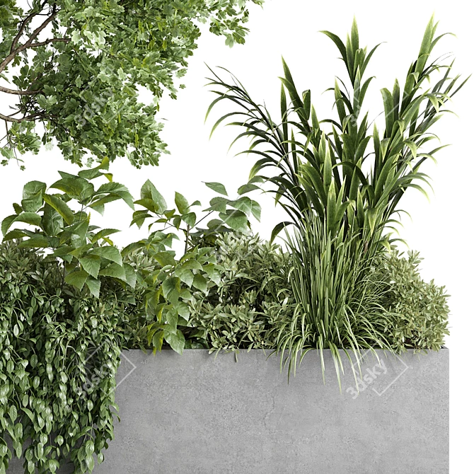 Outdoor Concrete Plant Stand Set 3D model image 5