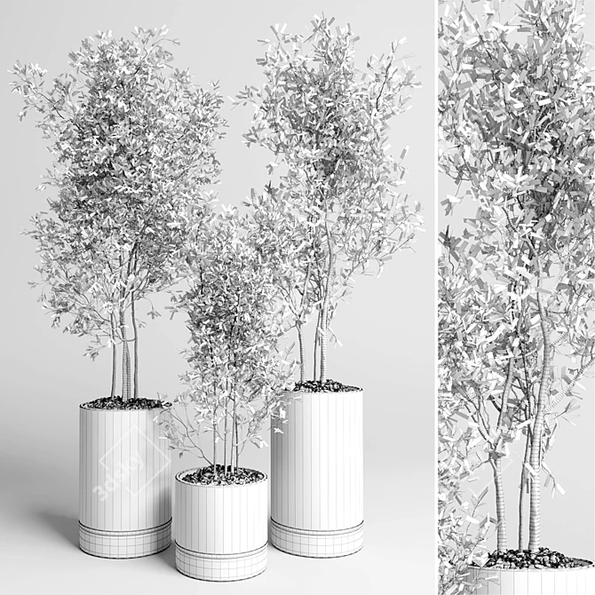 Concrete Box Plant Stand Set 3D model image 5