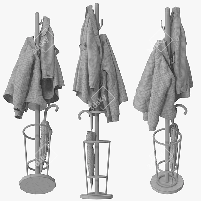 Creative Metal Coat Stand Rack 3D model image 5